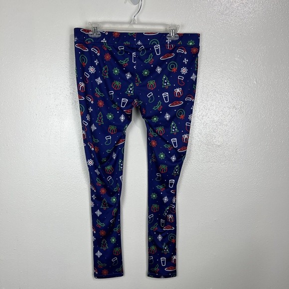 Tipsy Elves Leggings Women Extra Large Neon Holiday Christmas All Over Print - Picture 11 of 11